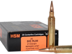 HSM Trophy Gold Rifle Ammunition 300RUM210VLD, 300 Remington Ultra Mag, 210 GR, 2935 fps, 20 Rd/bx