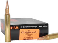 HSM Trophy Gold Rifle Ammunition 300WBY168VLD, 300 Weatherby, Berger Match Hunting VLD, 168 GR, 3248 fps, 20 Rd/bx