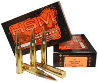 HSM Custom Plus Rifle Ammunition 338LAPUA-2-N, 338 Lapua, HPBT Match, 250 GR, 2911 fps, 20 Rd/bx