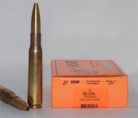 HSM Custom Rifle Ammunition 50BMG-4-N, 50 BMG, Hollow Point, 750 GR, 2800 fps, 10 Rd/bx