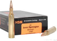 HSM Trophy Gold Rifle Ammunition 6REM95VLD, 6MM Remington, Berger Match Hunting VLD, 95 GR, fps, 20 Rd/bx