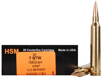 HSM Trophy Gold Rifle Ammunition 7STW168VLD, 7mm STW, Berger Hunting VLD, 168 GR, 20 Rd/bx