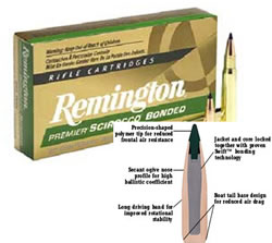 Remington Premier Rifle Ammunition PR300UM3, 300 Remington Ultra Mag, Swift Scirocco Bonded, 180 GR, 3250 fps, 20 Rd/bx