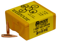 Berger VLD Target Bullets 7 MM, .284 Diameter, 168 Grain, Match Grade, VLD, 100 Per Box (28401), Not Loaded