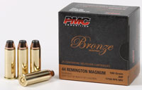 PMC Bronze Line Handgun Ammunition 44B, 44 Remington Mag, Jacketed Hollow Point (JHP), 180 GR, 1400 fps, 25 Rd/bx