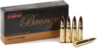 PMC Bronze Line Rifle Ammunition 762A, 7.62x39mm, Full Metal Jacket (FMJ), 123 GR, 2350 fps, 20 Rd/bx