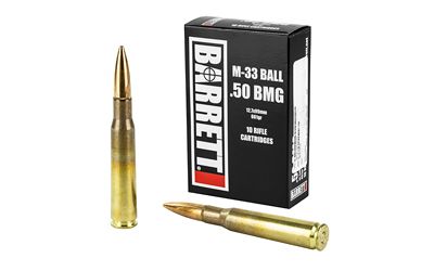 Barrett Rifle Ammunition 14670, 50 BMG, M33 Ball, 661 GR, 10 Rd/Bx