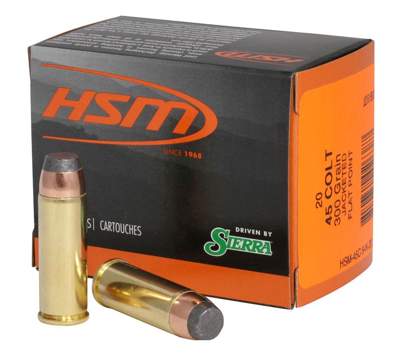 HSM Pro Pistol Ammunition 45C9N20, 45 Colt LC, Jacketed Soft Point, 300 gr, 20 Rd/Bx