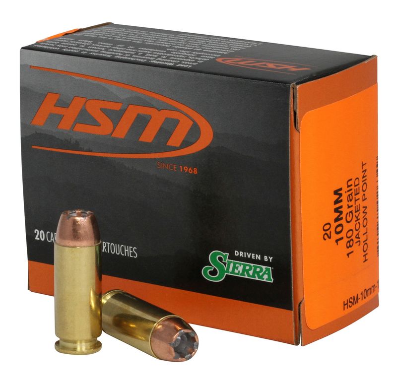 HSM Pro Pistol Ammunition 10MM15N20, 10mm Auto, JHP, 180 gr, 20 Rd/Bx