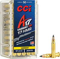 CCI Varmint Tip Ammunition 950CC, .17 HMR, Jacketed Polymer-Tip V-Max, 17 GR, 2550 fps, 50 Rd/bx