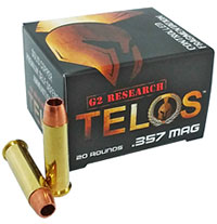 G2 Research Telos Pistol Ammunition G00626, 357 Mag, Lead Free Copper Hollow Point, 105 GR, 1300 fps, 20 Rd/bx