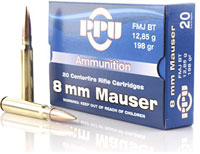 Prvi Partizan Rifle Ammunition PP8.11, 8x57mm Mauser (8mm Mauser), Full Metal Jacket (FMJ), 198 GR, 2161 fps, 20 Rd/bx