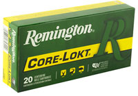 Remington Core-Lokt Rifle Ammunition PR300SM2, 300 Remington (RSAUM), Core-Lokt Pointed Soft Point (SP), 165 GR, 3075 fps, 20 Rd/bx