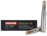 Norma African PH Ammo 11071, 416 Rigby, Full Metal Jacket Woodleigh, 450 GR, 2067 fps, 10 Rd/bx