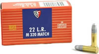 Fiocchi Match Training Rimfire Ammunition 22M320, 22 Long Rifle, Round Nose (RN), 40 GR, 1050 fps, 50 Rd/bx