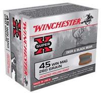 Winchester Super-X Pistol Ammunition X45WMA, 45 Winchester Mag, Jacketed HP, 260 GR, 1200 fps, 20 Rd/bx