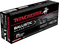 Winchester Supreme Rifle Ammunition SBST25WSS, 25 WSSM, Ballistic Silvertip, 85 GR, 3470 fps, 20 Rd/bx