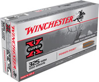 Winchester Super-X Rifle Ammunition X325WSM, 325 WSM, Power-Point, 220 GR, 2840 fps, 20 Rd/bx