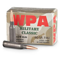 Wolf Military Ammunition MC545BFMJ, 5.45 MM X 39mm, Full Metal Jacket (FMJ), 60 GR, 2460 fps, 30 Rds Per Case