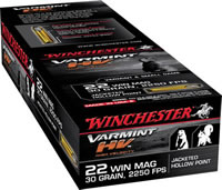 Winchester Supreme Magnum Rimfire Ammunition S22M2, 22 Magnum (WMR), Jacketed Hollow Point (JHP), 30 GR, 2200 fps, 50 Rd/bx