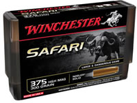 Winchester Supreme Safari Rifle Ammunition S375SLS, 375 Holland H&H Mag, Nosler Solid, 300 GR, 2605 fps, 20 Rd/bx