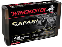 Winchester Supreme Safari Rifle Ammunition S416SLSP, 416 Remington Mag, Nosler Partition, 400 GR, 2370 fps, 20 Rd/bx