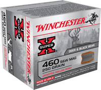 Winchester Super-X Pistol Ammunition X460SW, 460 S&W Mag, Jacketed Hollow Point (JHP), 250 GR, 1450 fps, 20 Rd/bx