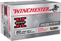 Winchester Super-X Subsonic Rimfire Ammunition X22LRSUBA, 22 LR, Lead Truncated Cone Hollow Point (HP), 40 GR, 1065 fps, 50 Rd/bx