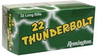 Remington Thunderbolt Rimfire Ammunition TB22A, 22 Long Rifle, Round Nose (RN), 40 GR, 1255 fps, 50 Rd/bx