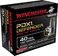 Winchester Supreme Elite Pistol Ammunition S40SWPDB1, 40 Smith & Wesson, Bonded PDX1, 180 GR, 20 Rd/bx