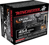 Winchester Supreme Elite Pistol Ammunition S454DB, 454 Casull, Dual Bond, 260 GR, 1800 fps, 20 Rd/bx