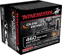 Winchester Supreme Elite Handgun Ammunition S460SWDB, 460 S&W Mag, Dual Bond, 260 GR, 2000 fps, 20 Rd/bx