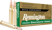 Remington Disintegrator Varmint Rifle Ammunition DV22250RA, 22-250 Remington, Jacketed Iron Core Hollow Point (HP), 45 GR, 4000 fps, 20 Rd/bx