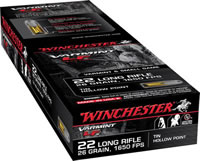 Winchester Super-X Lead-Free Rimfire Ammunition X22LRHLF, 22 LR, Hollow Point (HP), 26 GR, 1650 fps, 50 Rd/bx