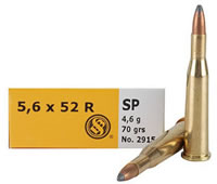 Sellier & Bellot Rifle Ammunition SB5652RA, 5.6X52R, Soft Point (SP), 70 GR, 2861 fps, 20 Rd/bx