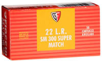 Fiocchi Super Match Pistol Rimfire Ammunition 22SM300, 22 Long Rifle, Round Nose (RN), 40 GR, 1050 fps, 50 Rd/bx