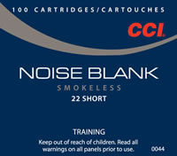 CCI Noise Blanks Rimfire Ammunition 0044, 22 Short, Blanks, 100 Rd/bx