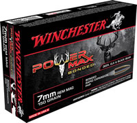 Winchester Super-X Power Max Bonded Rifle Ammunition X7MMR1BP, 7mm Remington Magnum, 150 GR, 3090 fps, 20 Rd/bx