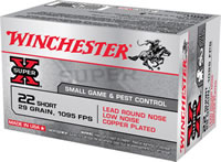 Winchester Super-X Rimfire Ammunition X22S, 22 Short, Lead Round Nose (RN), 29 GR, 1095 fps, 50 Rd/bx