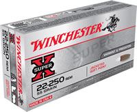 Winchester Super-X Rifle Ammunition X222501, 22-250 Remington, Pointed Soft Point (SP), 55 GR, 3680 fps, 20 Rd/bx