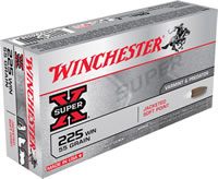 Winchester Super-X Rifle Ammunition X2251, 225 Winchester, Pointed Soft Point (SP), 55 GR, 3570 fps, 20 Rd/bx