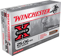 Winchester Super-X Rifle Ammunition X25062, 25-06 Remington, Positive Expanding Point, 120 GR, 2990 fps, 20 Rd/bx