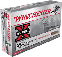 Winchester Super-X Rifle Ammunition X257P3, 257 Roberts +P, Power-Point, 117 GR, 2780 fps, 20 Rd/bx