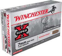 Winchester Super-X Rifle Ammunition X7MMR1, 7 MM Remington Mag, Power-Point, 150 GR, 3090 fps, 20 Rd/bx