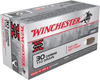 Winchester Super-X Rifle Ammunition X30M1, 30 Carbine, Hollow Soft Point (SP), 110 GR, 1990 fps, 50 Rd/bx