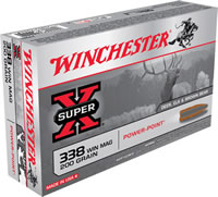 Winchester Super-X Rifle Ammunition X3381, 338 Winchester Mag, Power-Point, 200 GR, 2960 fps, 20 Rd/bx