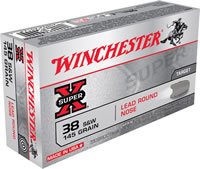 Winchester Super-X Pistol Ammunition X38SWP, 38 S&W, Lead Round Nose (RN), 145 GR, 685 fps, 50 Rd/bx