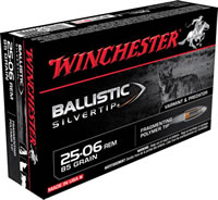 Winchester Supreme Rifle Ammunition SBST2506A, 25-06 Remington, Ballistic Silvertip, 85 GR, 3470 fps, 20 Rd/bx