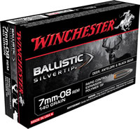 Winchester Supreme Rifle Ammunition SBST708, 7 MM-08 Remington, Ballistic Silvertip, 140 GR, 2770 fps, 20 Rd/bx