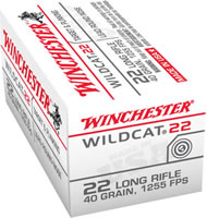 Winchester Wildcat Rimfire Ammunition WW22LR, 22 LR, Lead Round Nose (RN), 40 GR, 1255 fps, 50 Rd/bx